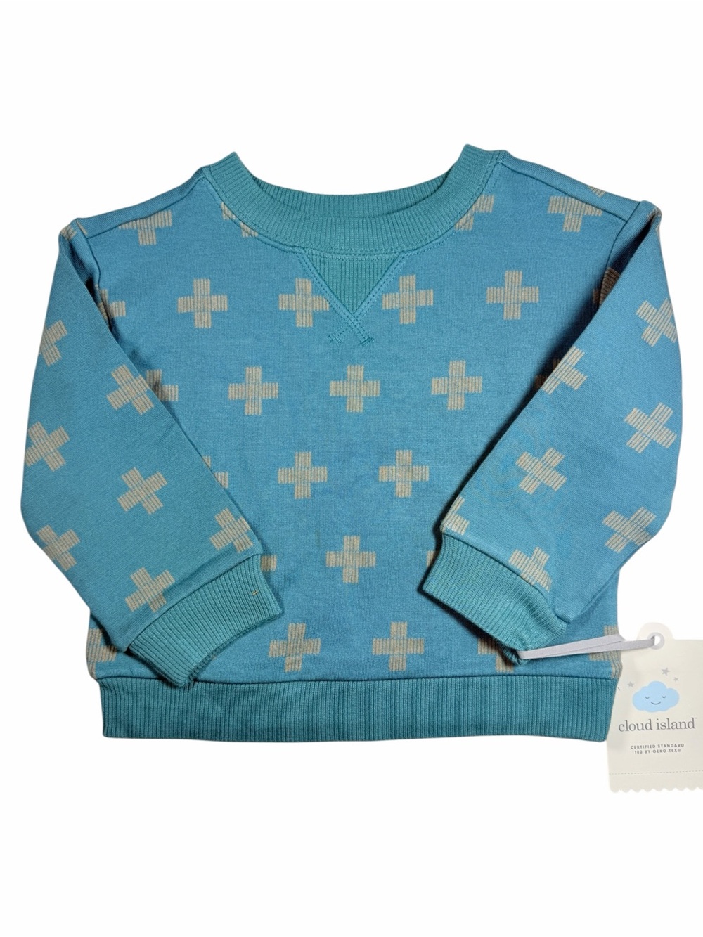 Cloud Island Baby Sweatshirt ONLY 6-9M Blue Cross Print NWT